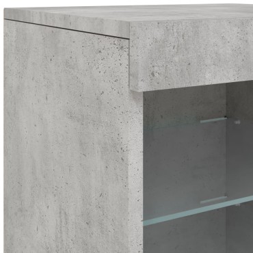 vidaXL Ντουλάπι με LED Γκρι Σκυροδέματος 123x37x67cm 1 τεμ.