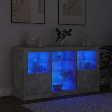 vidaXL Ντουλάπι με LED Γκρι Σκυροδέματος 123x37x67cm 1 τεμ.