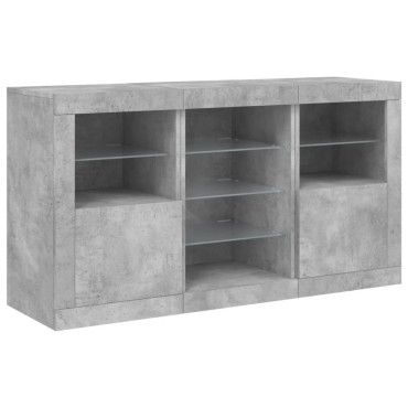 vidaXL Ντουλάπι με LED Γκρι Σκυροδέματος 123x37x67cm 1 τεμ.