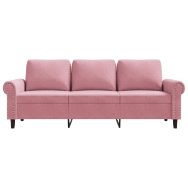 vidaXL Καναπές Τριθέσιος Ροζ Βελούδινος 212x77x80cm 1 τεμ.