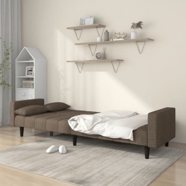 vidaXL Καναπές Κρεβάτι Διθέσιος Taupe Υφασμάτινος με Δύο Μαξιλάρια 220x84,5x69cm 1 τεμ.