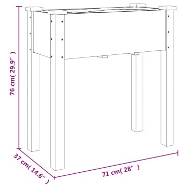vidaXL Γλάστρα με Ρόδες & Επένδυση Γκρι 71x37x80 εκ Μασίφ Ξύλο Ελάτης