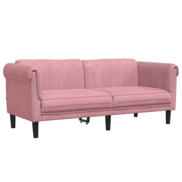 vidaXL Καναπές Διθέσιος Ροζ από Βελούδο 182x77x74cm 1 τεμ.