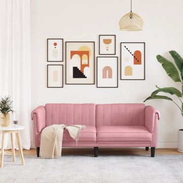 vidaXL Καναπές Διθέσιος Ροζ από Βελούδο 182x77x74cm 1 τεμ.