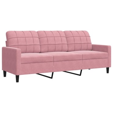 vidaXL Καναπές Τριθέσιος Ροζ Βελούδινος 197x77x80cm 1 τεμ.