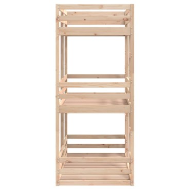 vidaXL Τριπλή Κουκέτα 90x190cm από Μασίφ Ξύλο Πεύκου - Μονό