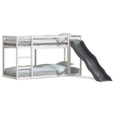 vidaXL Κουκέτα με Τσουλήθρα/Σκάλα Λευκό 90x200cm Μασίφ Ξύλο Πεύκου 1 τεμ. - Μονό