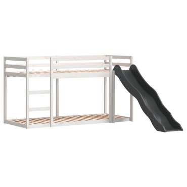 vidaXL Κουκέτα με Τσουλήθρα/Σκάλα Λευκό 90x200cm Μασίφ Ξύλο Πεύκου 1 τεμ. - Μονό