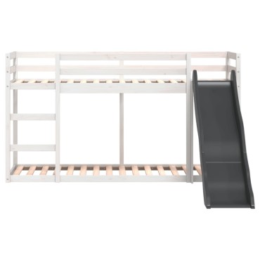 vidaXL Κουκέτα με Τσουλήθρα/Σκάλα Λευκό 90x200cm Μασίφ Ξύλο Πεύκου 1 τεμ. - Μονό