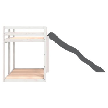 vidaXL Κουκέτα με Τσουλήθρα/Σκάλα Λευκό 90x200cm Μασίφ Ξύλο Πεύκου 1 τεμ. - Μονό