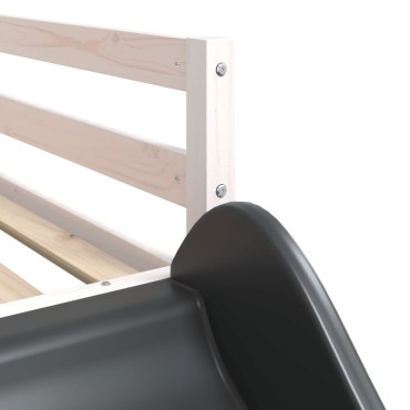 vidaXL Κουκέτα με Τσουλήθρα/Σκάλα Λευκό 90x200cm Μασίφ Ξύλο Πεύκου 1 τεμ. - Μονό