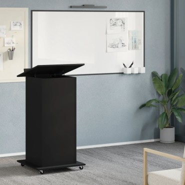 vidaXL Αναλόγιο με Ροδάκια & Συρτάρι Μαύρο 55x55x107cm Επεξ. Ξύλο 1 τεμ.