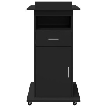 vidaXL Αναλόγιο με Ροδάκια & Συρτάρι Μαύρο 55x55x107cm Επεξ. Ξύλο 1 τεμ.