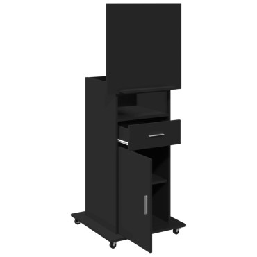 vidaXL Αναλόγιο με Ροδάκια & Συρτάρι Μαύρο 55x55x107cm Επεξ. Ξύλο 1 τεμ.
