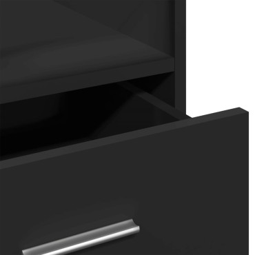 vidaXL Αναλόγιο με Ροδάκια & Συρτάρι Μαύρο 55x55x107cm Επεξ. Ξύλο 1 τεμ.