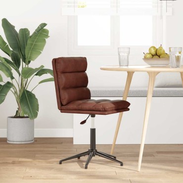 vidaXL Καρέκλα τραπεζαρίας Shiny Brown Faux Leather 44x50x(74-84) cm 1 τεμ.