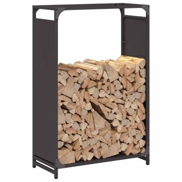 vidaXL Ράφι για καυσόξυλα Μαύρο 60x28x90 cm Ατσάλι ψυχρής έλασης