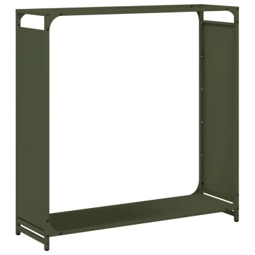 vidaXL Ράφι για καυσόξυλα Ελαιοπράσινο 90x28x90cm Ατσάλι ψυχρής έλασης