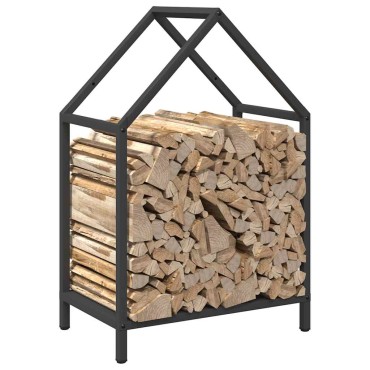 vidaXL Ράφι για καυσόξυλα Μαύρο 40x25x60 εκ. Ατσάλι ψυχρής έλασης