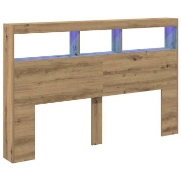 vidaXL Κεφαλάρι με Αποθηκευτικό Χώρο & LED Artisan Δρυς 160x17x102cm 1 τεμ.
