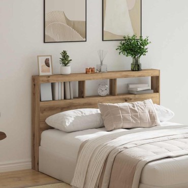 vidaXL Κεφαλάρι με Αποθηκευτικό Χώρο & LED Artisan Δρυς 160x17x102cm 1 τεμ.