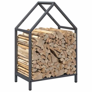 vidaXL Ράφι για καυσόξυλα Ανθρακί 40x25x60 εκ. Ατσάλι ψυχρής έλασης