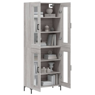 vidaXL Ντουλάπι Γκρι Sonoma 69,5x34x180cm Επεξεργασμένο Ξύλο 1 τεμ.