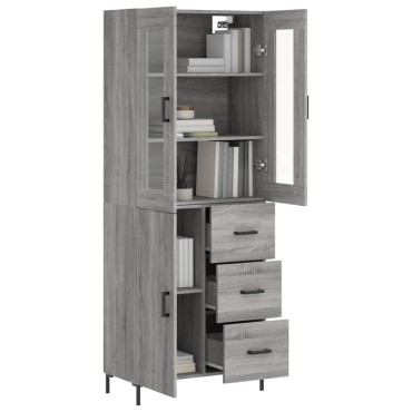vidaXL Ντουλάπι Γκρι Sonoma 69,5x34x180cm Επεξεργασμένο Ξύλο 1 τεμ.