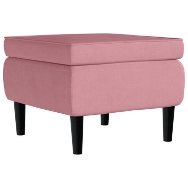 vidaXL Σκαμπό με Ξύλινα Πόδια Ροζ Βελούδινο 52x52x42cm 1 τεμ.