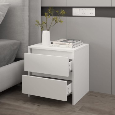 vidaXL Κομοδίνο Λευκό 45x34,5x44,5cm από Μοριοσανίδα 1 τεμ.