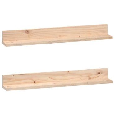 vidaXL Ράφια Τοίχου 2 τεμ. 80x11x9cm από Μασίφ Ξύλο Πεύκου