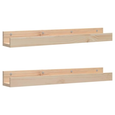 vidaXL Ράφια Τοίχου 2 τεμ. 80x12x9cm από Μασίφ Ξύλο Πεύκου