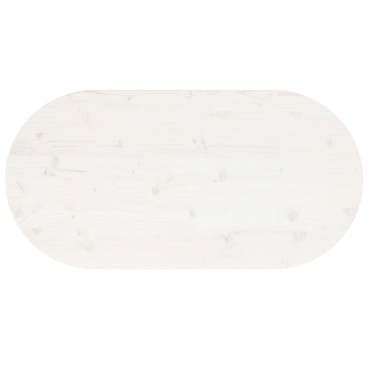 vidaXL Επιφάνεια Τραπεζιού Οβάλ Λευκή 110x55x2,5cm Μασίφ Ξύλο Πεύκου 1 τεμ.