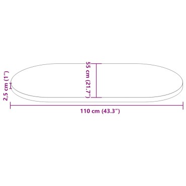 vidaXL Επιφάνεια Τραπεζιού Οβάλ Λευκή 110x55x2,5cm Μασίφ Ξύλο Πεύκου 1 τεμ.