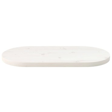 vidaXL Επιφάνεια Τραπεζιού Οβάλ Λευκή 80x40x2,5cm Μασίφ Ξύλο Πεύκου 1 τεμ.