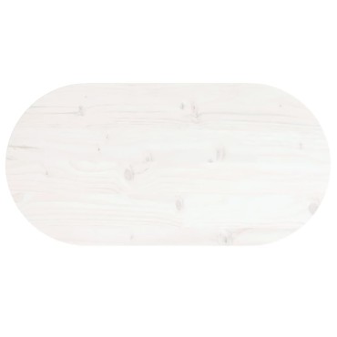 vidaXL Επιφάνεια Τραπεζιού Οβάλ Λευκή 80x40x2,5cm Μασίφ Ξύλο Πεύκου 1 τεμ.