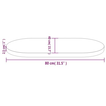 vidaXL Επιφάνεια Τραπεζιού Οβάλ Λευκή 80x40x2,5cm Μασίφ Ξύλο Πεύκου 1 τεμ.