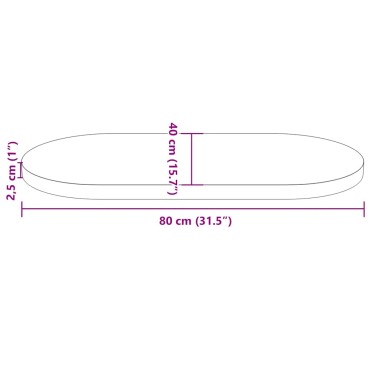 vidaXL Επιφάνεια Τραπεζιού Οβάλ Λευκή 80x40x2,5cm Μασίφ Ξύλο Πεύκου 1 τεμ.