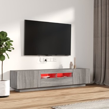 vidaXL Σετ Επίπλων Τηλεόρασης 2 τεμ. LED Γκρι Sonoma Επεξεργ. Ξύλο 100/80x35x40cm
