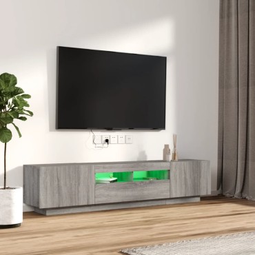 vidaXL Σετ Επίπλων Τηλεόρασης 2 τεμ. LED Γκρι Sonoma Επεξεργ. Ξύλο 100/80x35x40cm