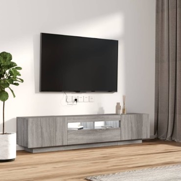 vidaXL Σετ Επίπλων Τηλεόρασης 2 τεμ. LED Γκρι Sonoma Επεξεργ. Ξύλο 100/80x35x40cm