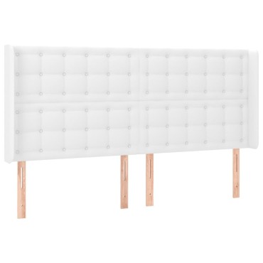 vidaXL Κεφαλάρι Κρεβατιού LED Λευκό 183x16x118/128cm Συνθετ. Δέρμα 1 τεμ.