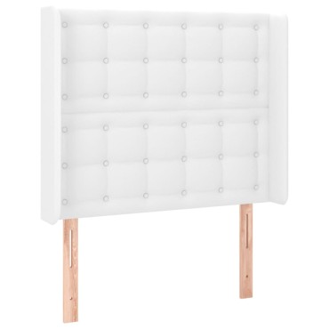vidaXL Κρεβάτι Boxspring με Στρώμα & LED Λευκό 90x190cm Συνθ. Δέρμα 1 τεμ. - Μονό