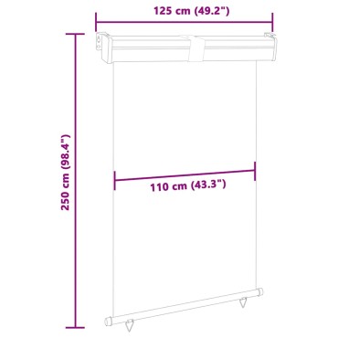 vidaXL Σκίαστρο Βεράντας Πλαϊνό Κόκκινο 125 x 250 εκ.