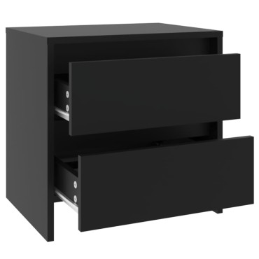 vidaXL Κομοδίνο Μαύρο 45x34,5x44,5cm από Μοριοσανίδα 1 τεμ.