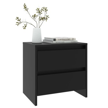 vidaXL Κομοδίνο Μαύρο 45x34,5x44,5cm από Μοριοσανίδα 1 τεμ.