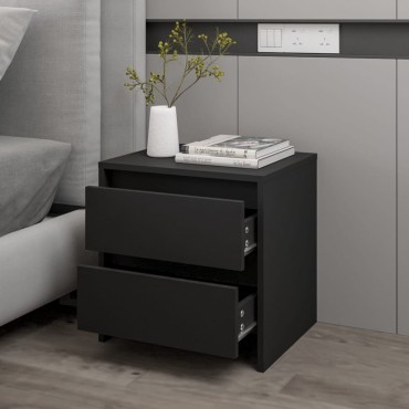 vidaXL Κομοδίνο Μαύρο 45x34,5x44,5cm από Μοριοσανίδα 1 τεμ.