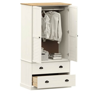 vidaXL Ντουλάπα VIGO Λευκή 90x55x170cm από Μασίφ Ξύλο Πεύκου 1 τεμ.