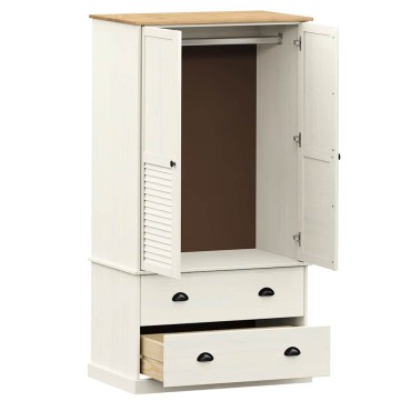 vidaXL Ντουλάπα VIGO Λευκή 90x55x170cm από Μασίφ Ξύλο Πεύκου 1 τεμ.