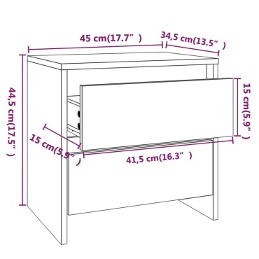 vidaXL Κομοδίνο Γκρι Σκυροδέματος 45x34,5x44,5cm από Μοριοσανίδα 1 τεμ.